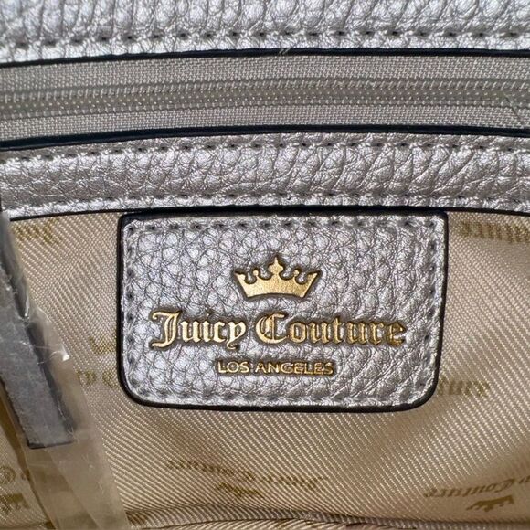 Juicy Couture Y2K Metallic Silver Faux Leather Namesake Mini Crossbody Bag - Picture 8 of 9